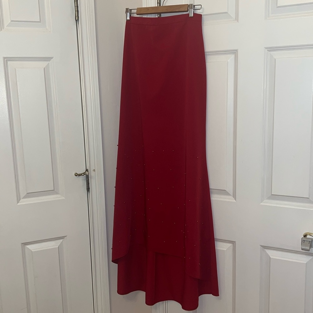 Vintage red long skirt with tail HighLow